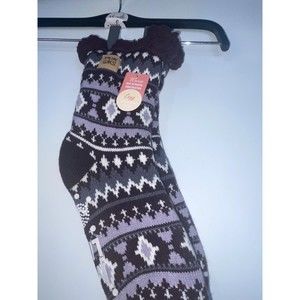 muk luks warm heat retaining sock cozy faux shearling lining purple